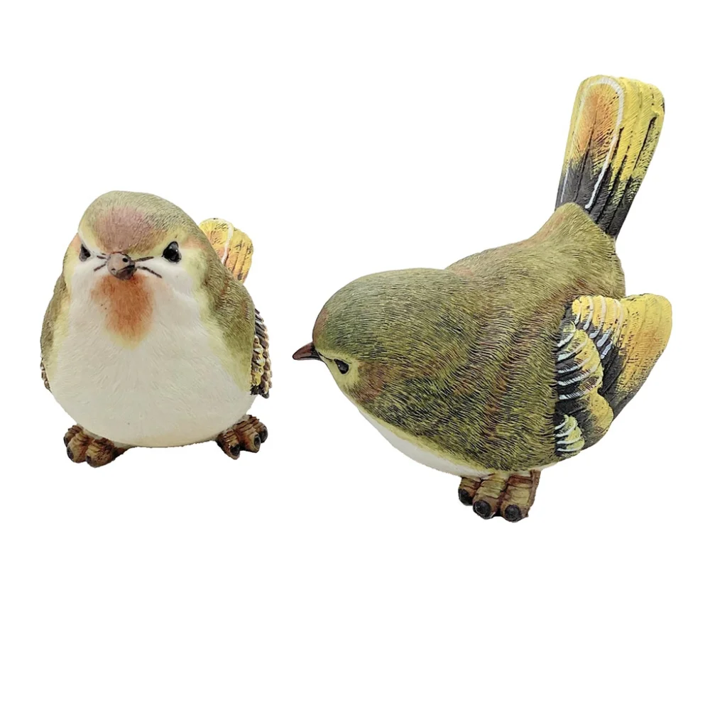 Vintage Pair of Resin Yellow Birds for Home or Garden Decor